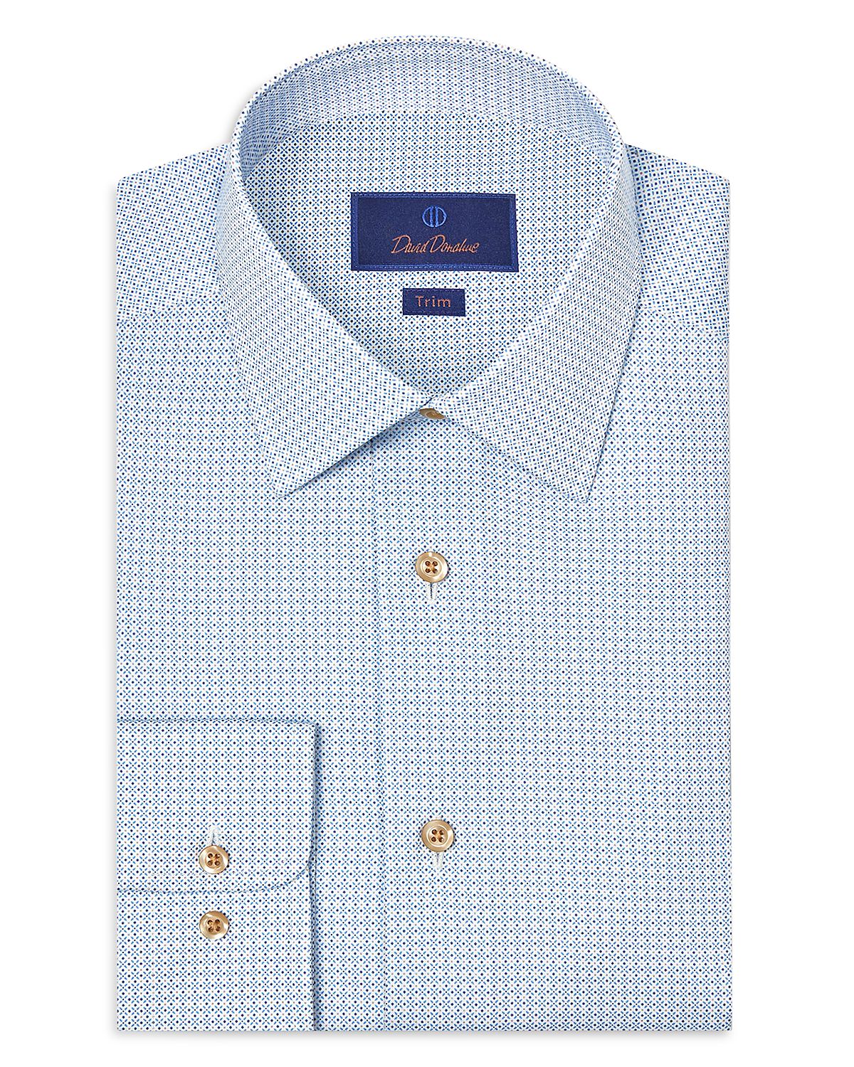 David Donahue Trim Fit Geometric Print Dress Shirt