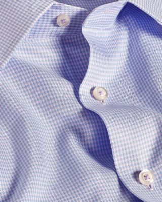 Trim Fit Silk Blend Twill Check Dress Shirt