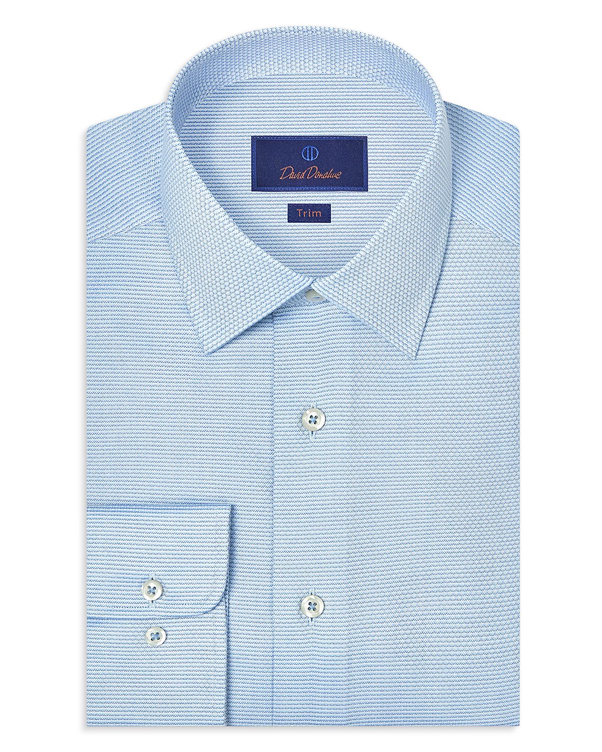 David Donahue Trim Fit Micro Dobby Dress Shirt