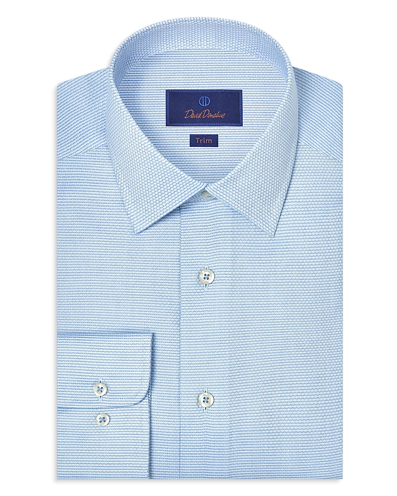 David Donahue Trim Fit Micro Dobby Dress Shirt