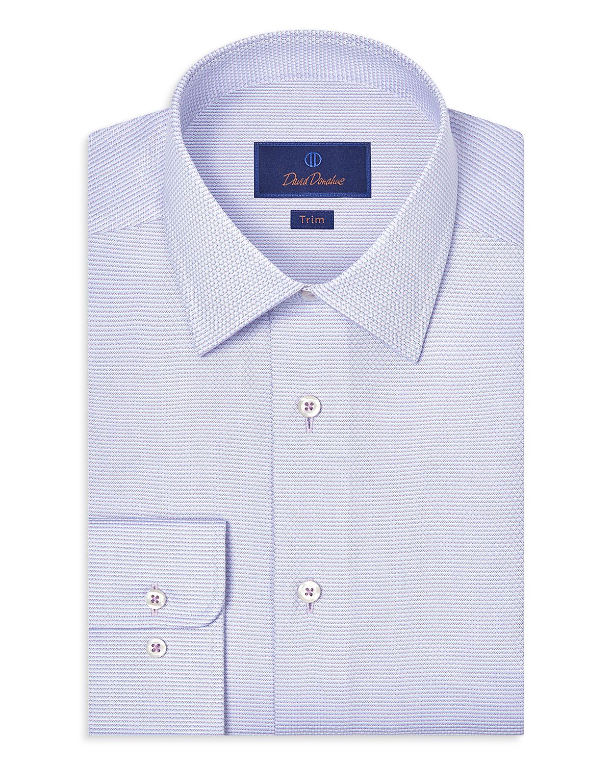 David Donahue Trim Fit Micro Dobby Dress Shirt