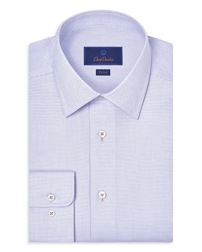 David Donahue Trim Fit Micro Dobby Dress Shirt