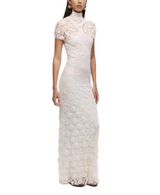  High-Neck Lace Maxi Dress