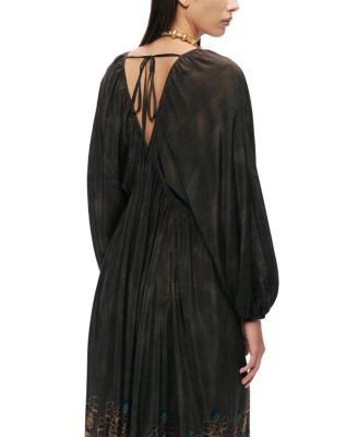  Printed Long Sleeve Maxi Dress