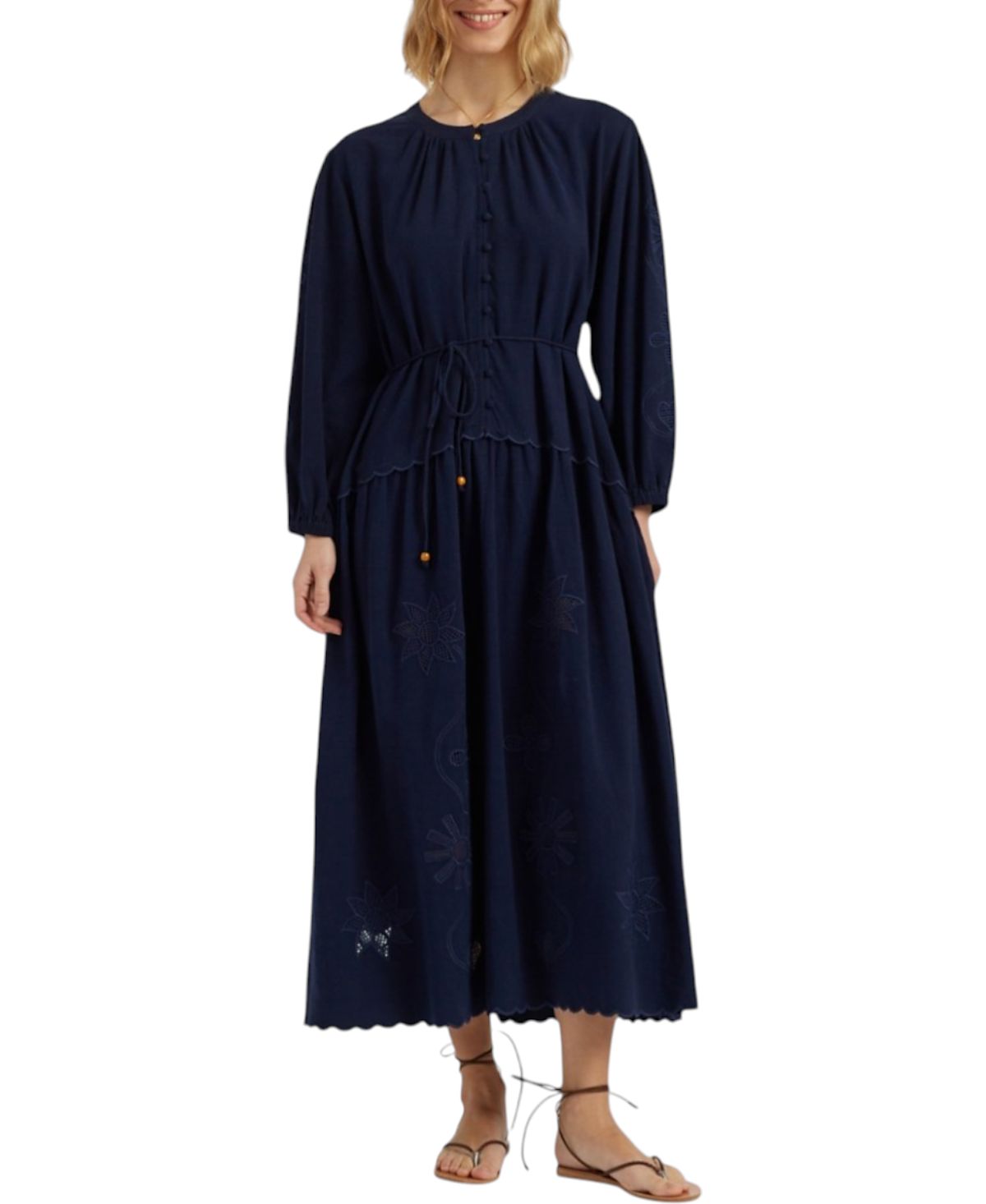 Chinti & Parker Women's Sienna Linen-Blend Broderie Dress