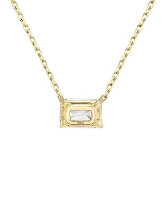  Solitaire Necklace in 14K Gold, 0.75ctw Emerald Lab Grown Diamond