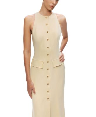  Sleeveless Button-Front Midi Dress