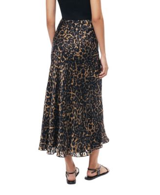  Printed Leopard Midi Skirt