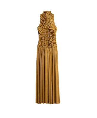  Ruched High-Neck Maxi Dress