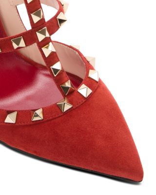 Women's Rockstud Cage Leather Pumps with Studs
