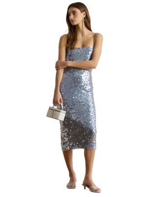 Sequined Tulle Midi Cocktail Dress