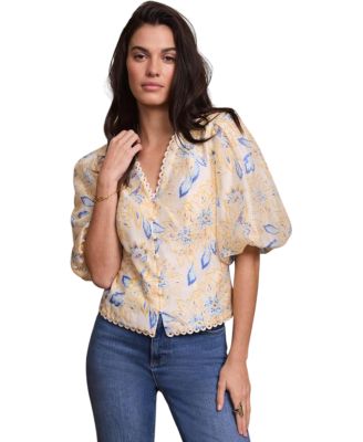  Women's Floral Puff Sleeve Blouse
