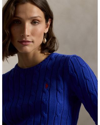 Cable Knit Cotton Crewneck Sweater