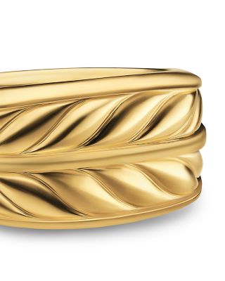 Men's Chevron Three Sided Signet Ring in 18K Yellow Gold, 12.5mm