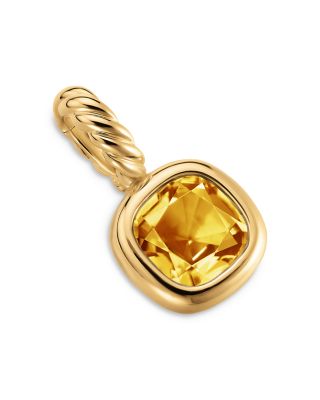 Mini Cushion Cut Amulet in 18K Yellow Gold with Citrine, 7.6mm 