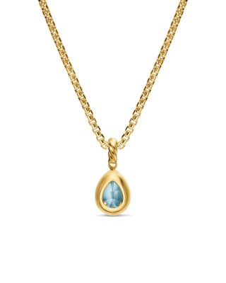 Mini Pear Cut Amulet in 18K Yellow Gold with Sky Blue Topaz, 11mm