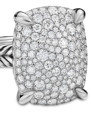 Chatelaine&reg; Elongated Ring in Sterling Silver with Diamonds, 19mm