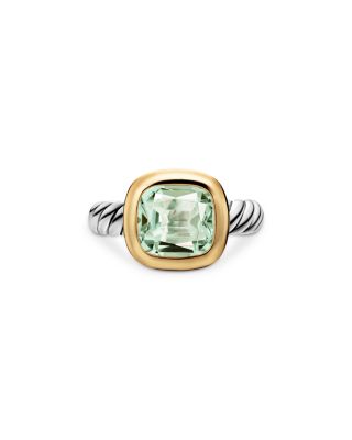 DY Mercer&reg; Color Stone Ring in Sterling Silver with 18K Yellow Gold and Prasiolite, 10mm 