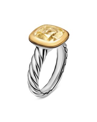 DY Mercer&reg; Color Stone Ring in Sterling Silver with 18K Yellow Gold and Champagne Citrine, 10mm