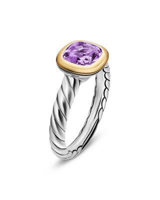 DY Mercer&reg; Color Stone Ring in Sterling Silver with 18K Yellow Gold and Amethyst, 7mm