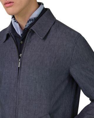 Regular Fit Denim Linen Bomber Jacket