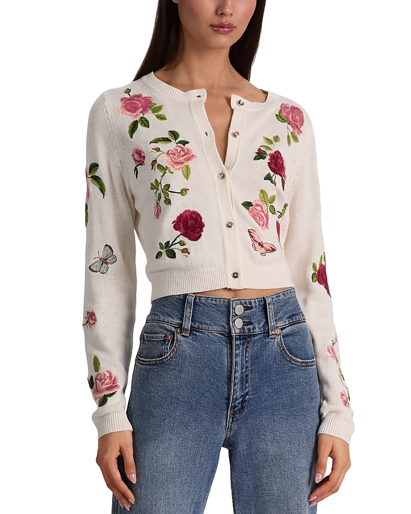 Alice and Olivia Dollie Crewneck Cardigan Sweater