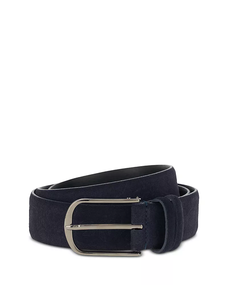 Boggi Milano Men's Flower Print Suede Belt