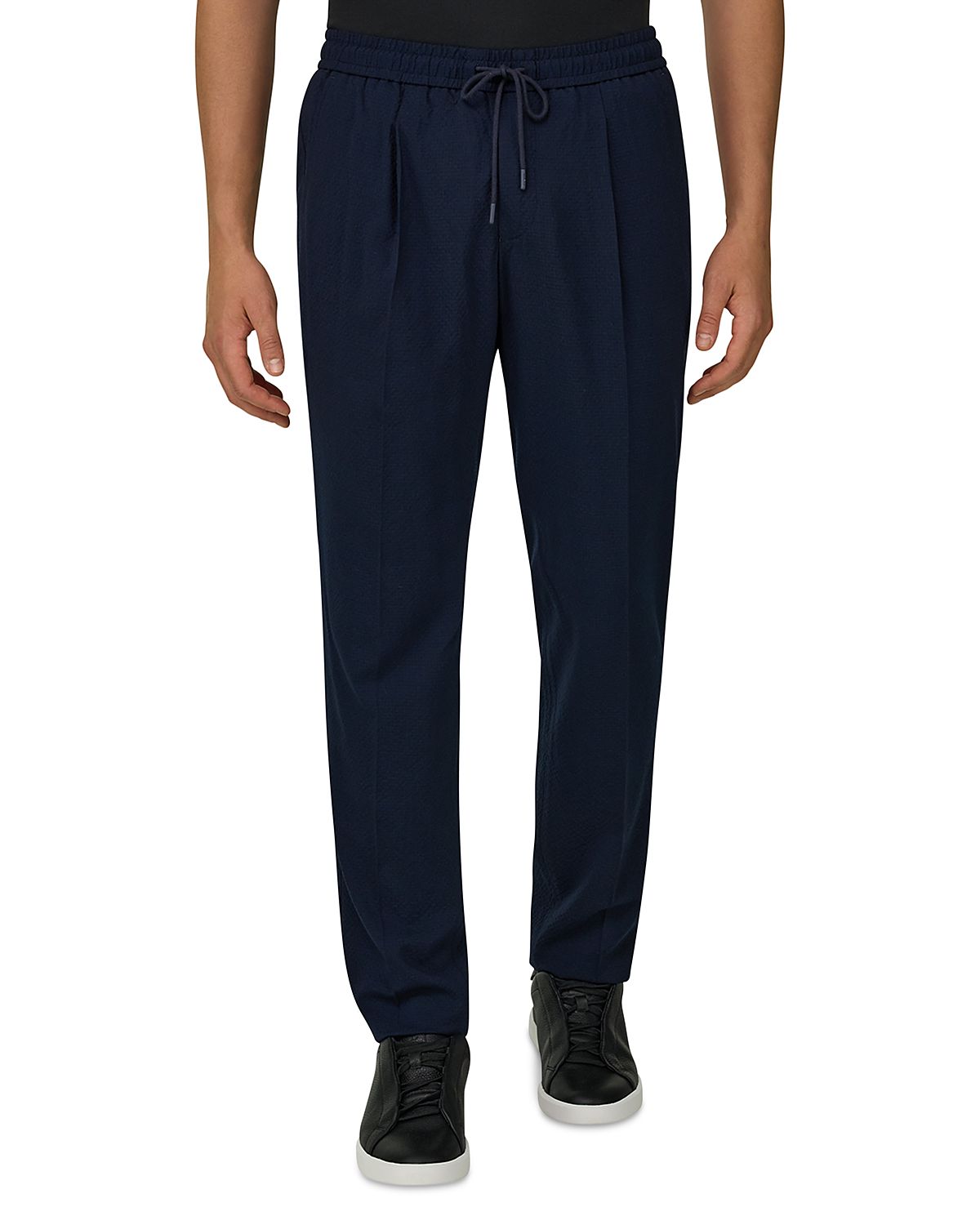 Boggi Milano Tapered Fit Seersucker Wool Stretch Trousers
