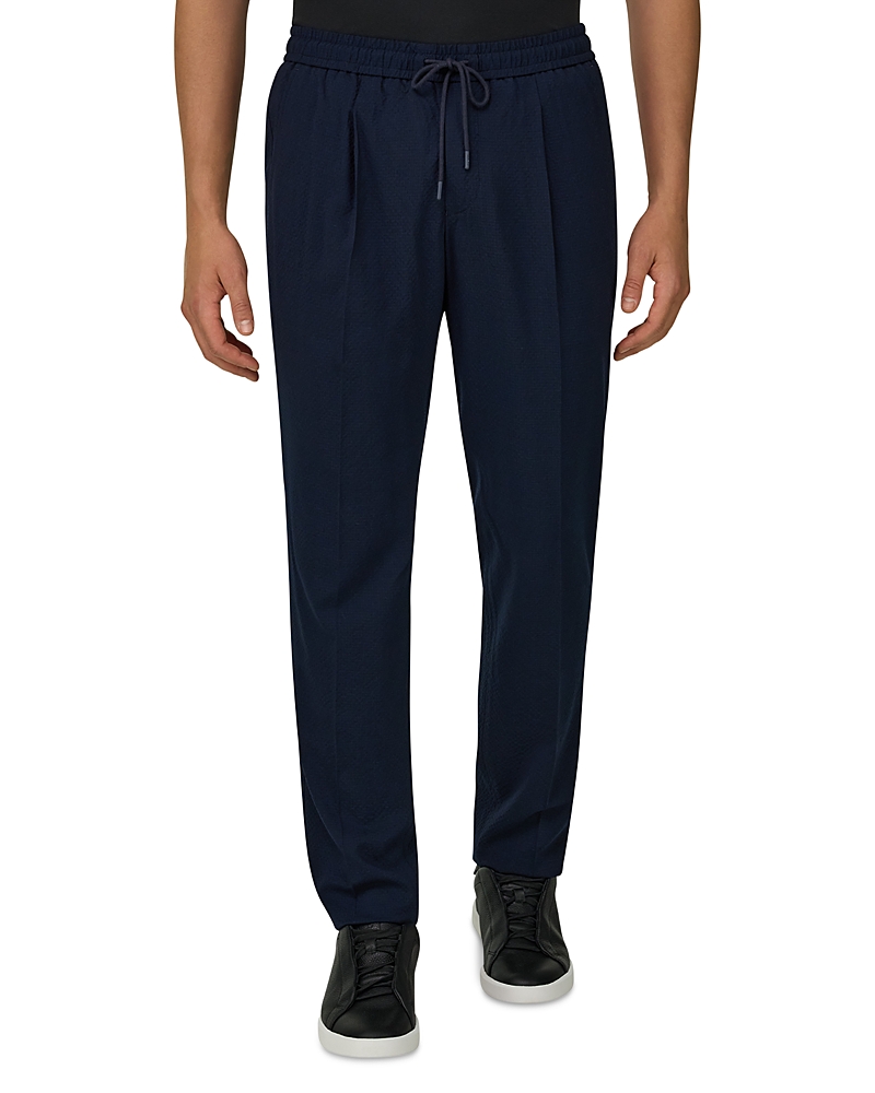 Boggi Milano Tapered Fit Seersucker Wool Stretch Trousers