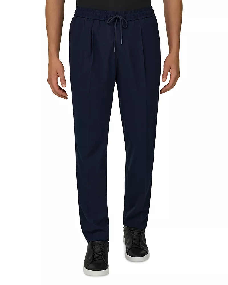 Boggi Milano Tapered Fit Seersucker Wool Stretch Trousers