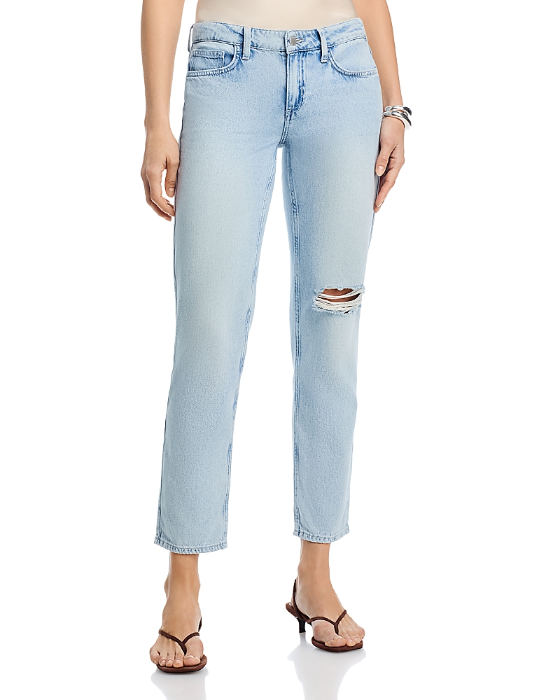 L'Agence Nevia Low Rise Slouch Straight Leg Jeans in Lago Descruct