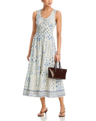 light blue dress dillards Camellia Blue Striped Cotton Maxi Dress – White Passementerie & Pockets