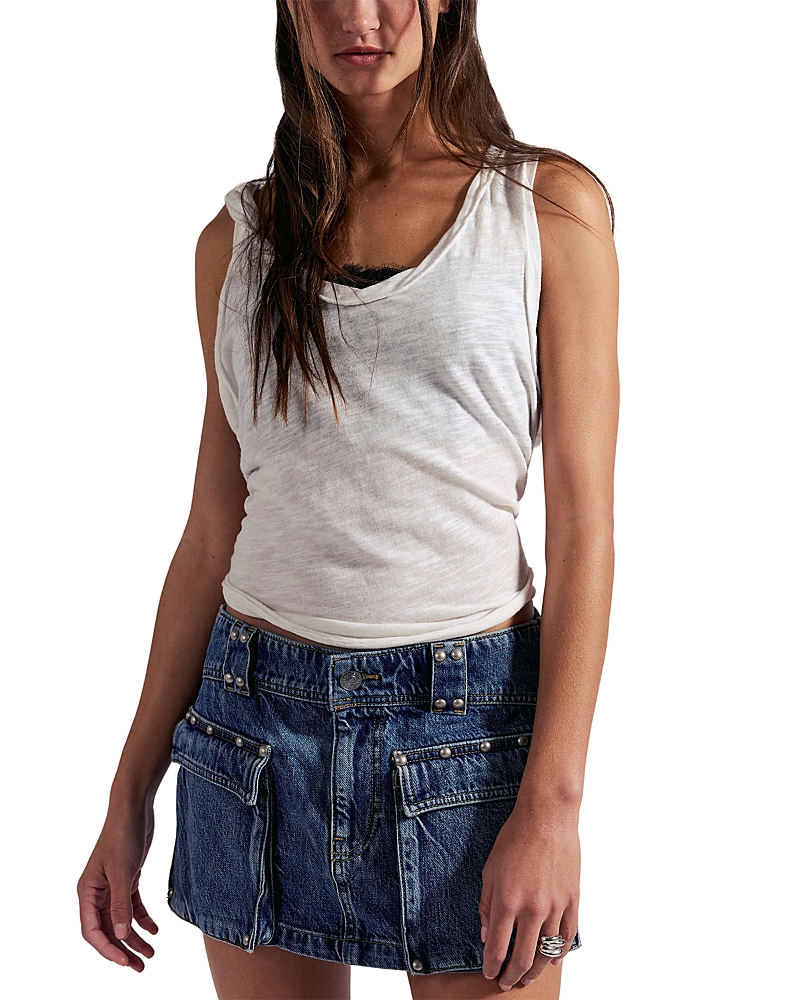 Free People Hera Studded Denim Mini Skirt