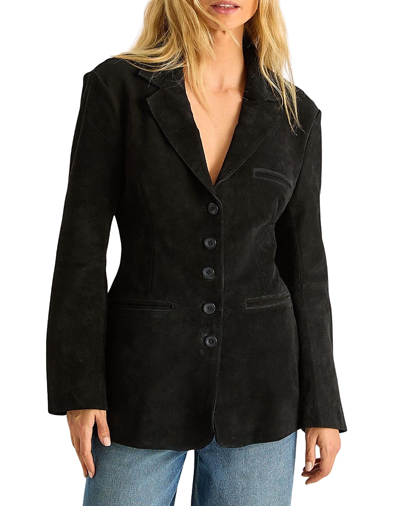 Nasty Gal Real Suede Cinched Waist Blazer