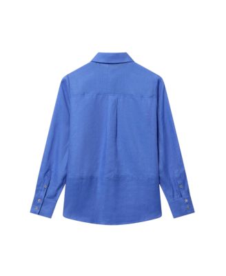  Women's Linen Sheer Panel Shirt