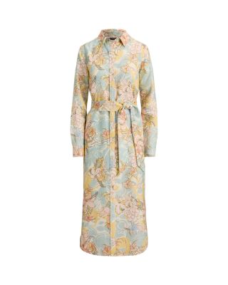 Petite Floral Linen Shirt Dress