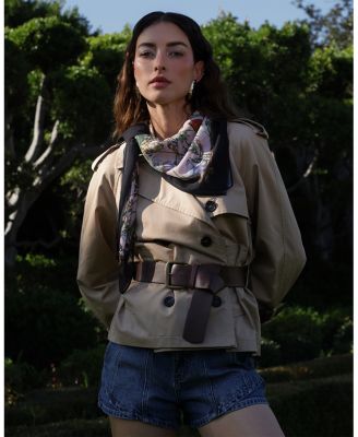 Short Trench Jacket with Leather Belt