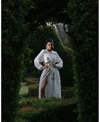 Mixed Media Feminine Trench Coat