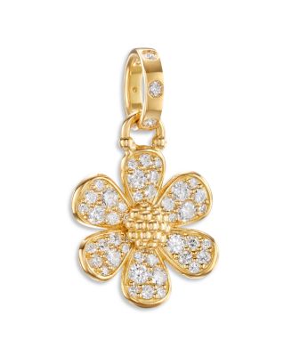 18K Yellow Gold Diamond Snow Flower Pendant