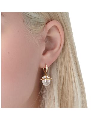 18K Yellow Gold Crystal & Diamond Granulated Drop Earrings