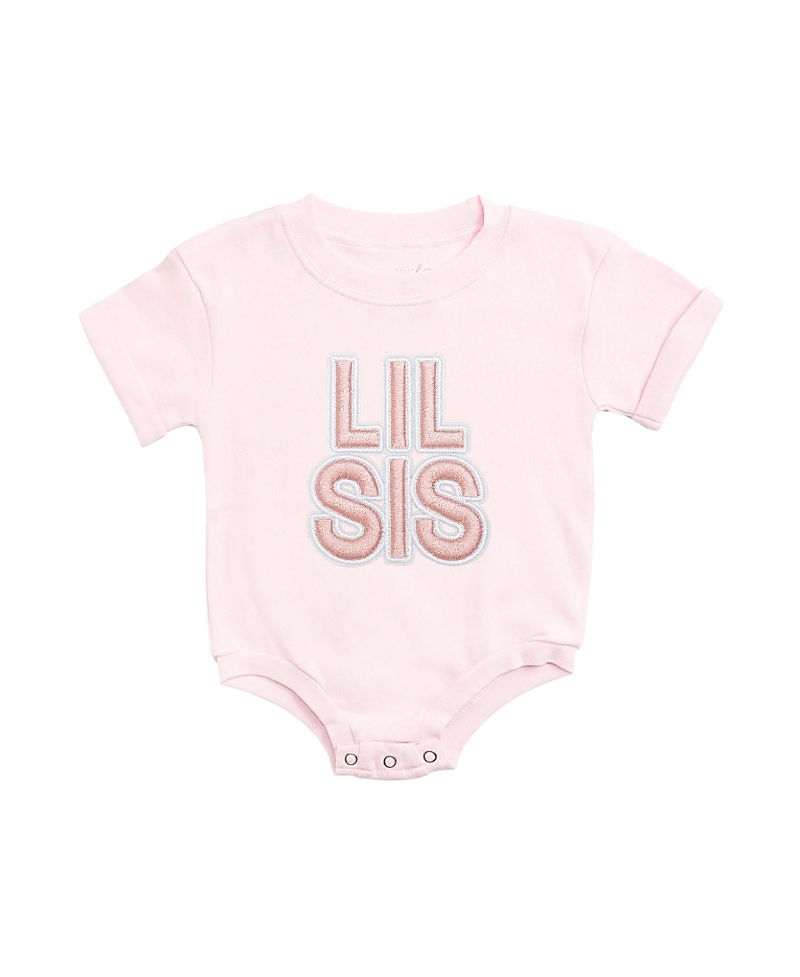 Sweet Wink Girls' Lil Sis Embroidered Patch Short Sleeve Romper - Baby