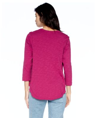 3/4 Sleeve Raw Hem Shirttail Tee