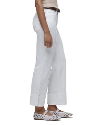 Rosie Pintucked Cuffed Wide Leg Jeans in White