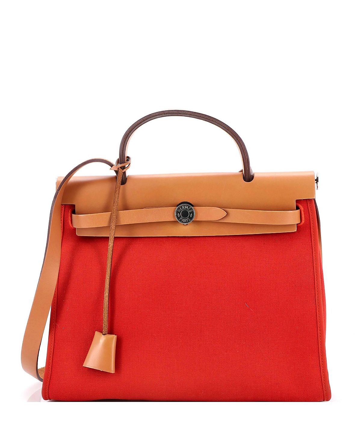 Pre-Owned HERMES 31 Herbag Zip Leather and Toile