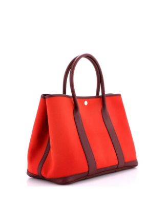 36 Garden Party Tote Toile and Leather