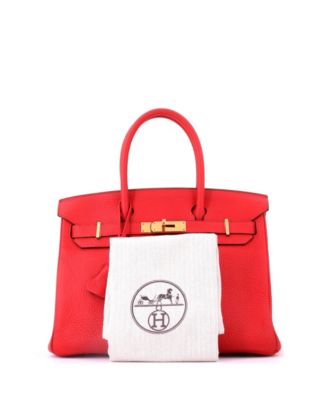 Birkin 30 Handbag Red Clemence with Gold Hardware
