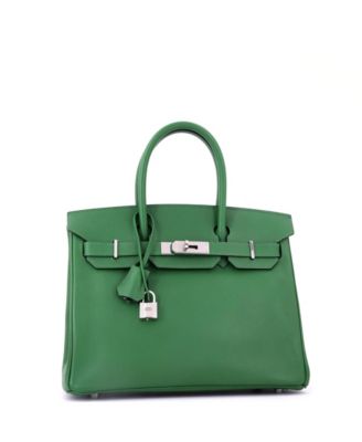 Birkin 30 Handbag Green Epsom with Palladium Hardware