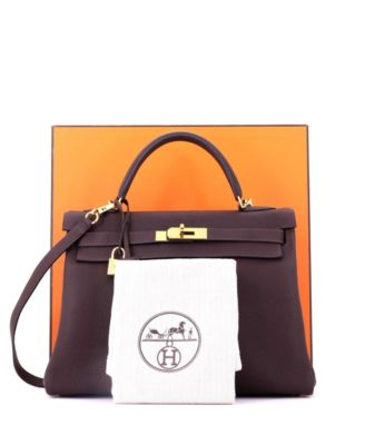 Kelly 32 Handbag Brown Togo with Gold Hardware