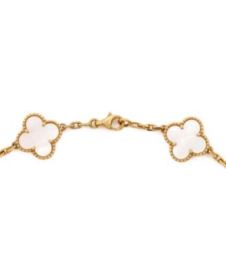  Vintage Alhambra 10 Motifs Necklace 18K Gold and Mother of Pearl, 17"