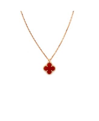  Sweet Alhambra Pendant Necklace 18K Rose Gold and Carnelian, 15.5"